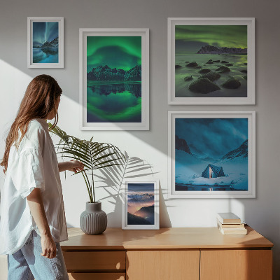 Sada obrazů do ložnice Zimní krajiny pohoří Aurora