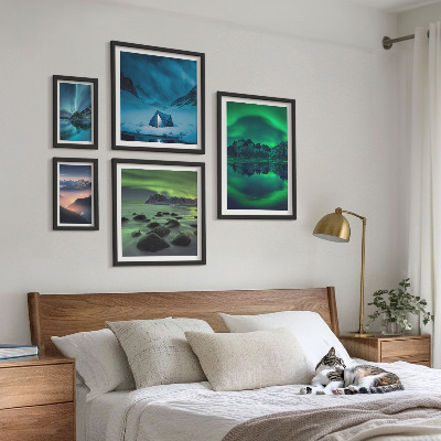 Sada obrazů do ložnice Zimní krajiny pohoří Aurora