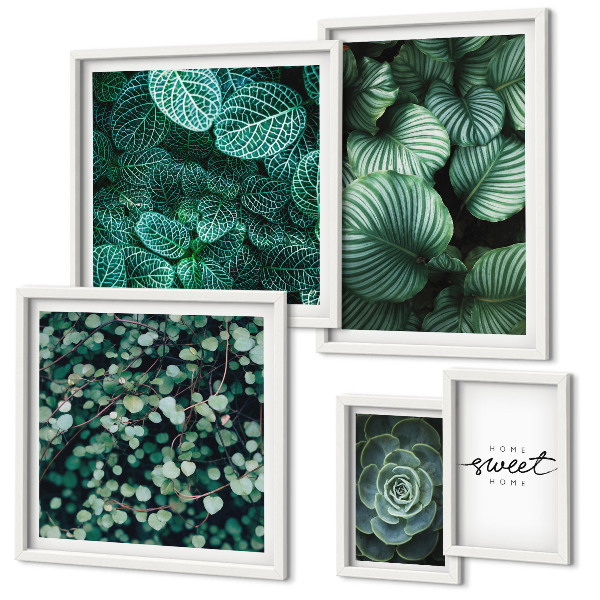 Poliptyk v rámu Zelené listy moderních rostlin
