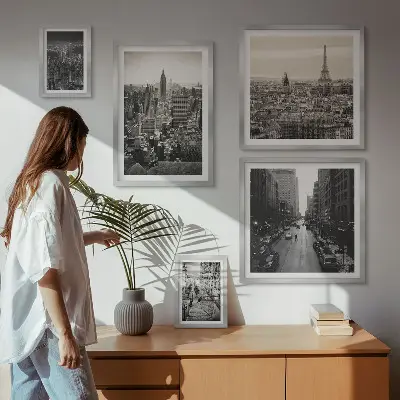 Panoramata evropských metropolí vícedílný obraz v rámu