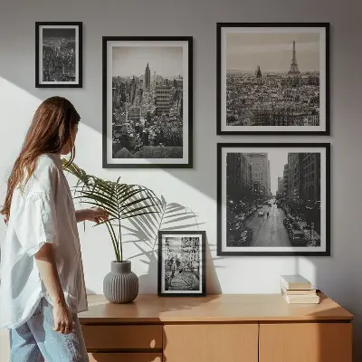 Panoramata evropských metropolí vícedílný obraz v rámu