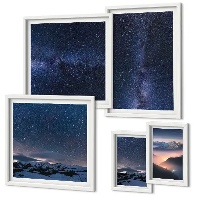 Kosmické nebeské krajiny poliptyk v rámu