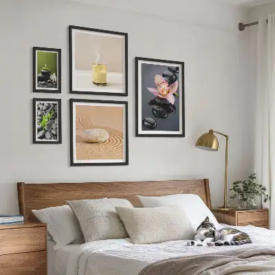 Relaxační zenové kameny a orchideje vícedílný obraz v rámu