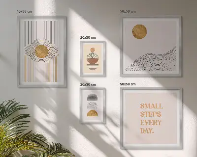 Sada obrazů do ložnice abstraktní geometrické motivy