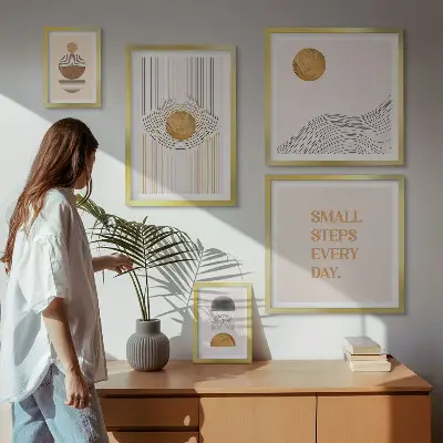 Sada obrazů do ložnice abstraktní geometrické motivy