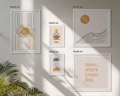Sada obrazů do ložnice abstraktní geometrické motivy