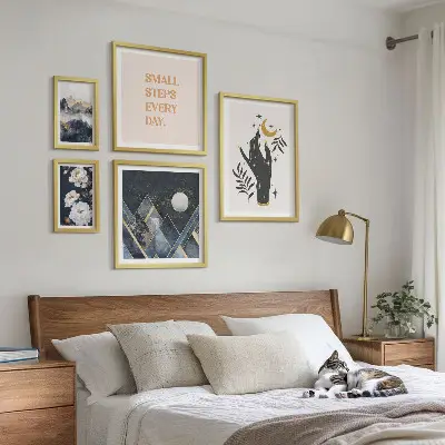 Sada obrazů do ložnice v boho stylu s přírodními motivy a poselstvím