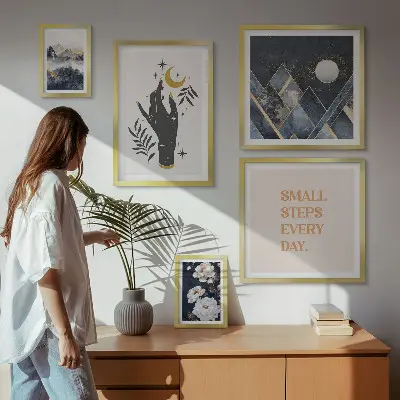 Sada obrazů do ložnice v boho stylu s přírodními motivy a poselstvím