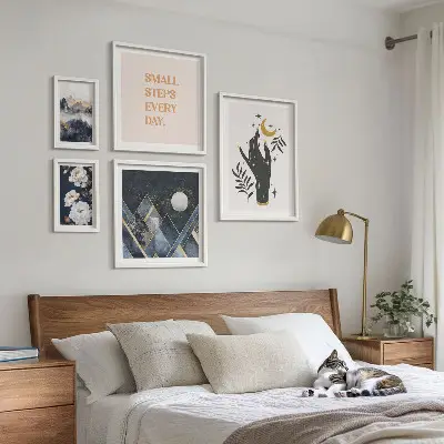 Sada obrazů do ložnice v boho stylu s přírodními motivy a poselstvím
