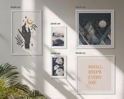 Sada obrazů do ložnice v boho stylu s přírodními motivy a poselstvím
