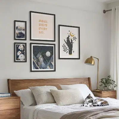 Sada obrazů do ložnice v boho stylu s přírodními motivy a poselstvím