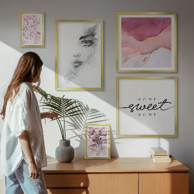 Poliptyk v rámu Portréty žen, květiny, pastel