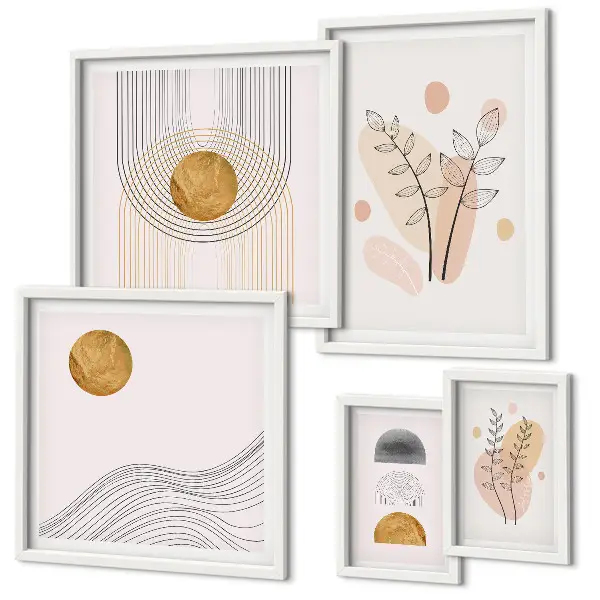 Sada obrazů do ložnice stylové minimalistické rostliny