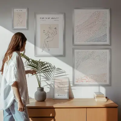 Formy krásy, siluety linií poliptyk v rámu