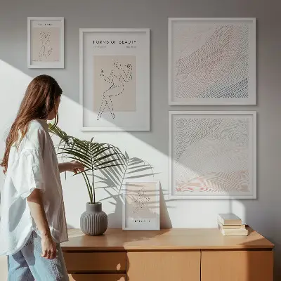 Formy krásy, siluety linií poliptyk v rámu