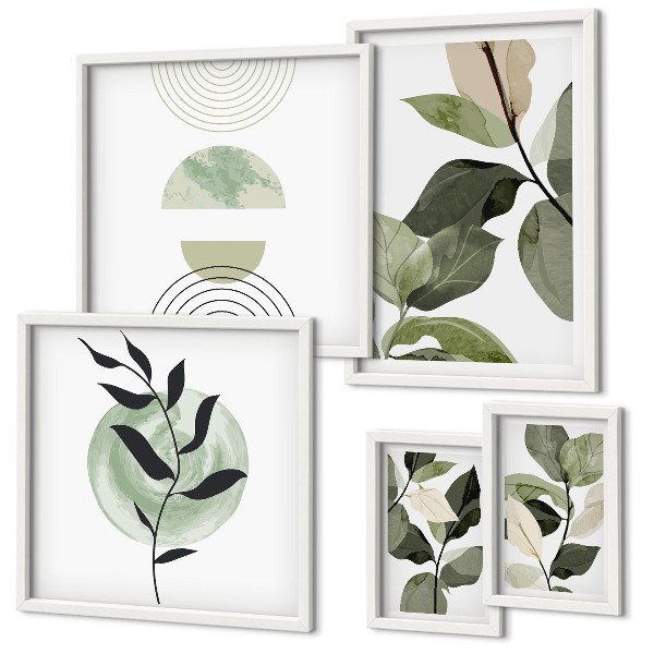 Sada obrazů do ložnice Skandinávské rostlinné motivy