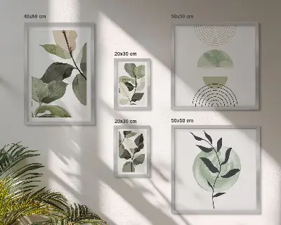Sada obrazů do ložnice se skandinávskými rostlinnými motivy