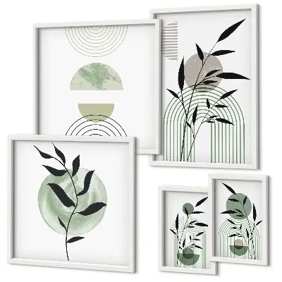 Stylová grafika rostlin v rámu jako polyptych