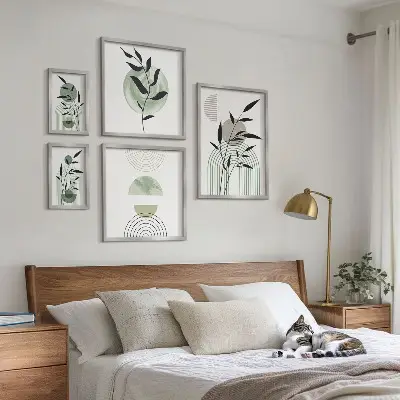 Stylová grafika rostlin v rámu jako polyptych