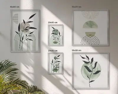 Stylová grafika rostlin v rámu jako polyptych