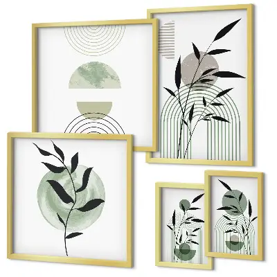 Stylová grafika rostlin v rámu jako polyptych