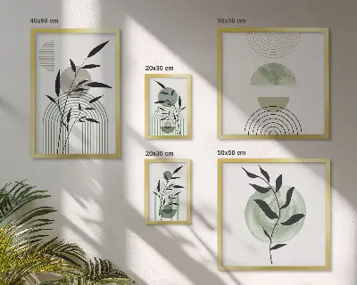Stylová grafika rostlin v rámu jako polyptych