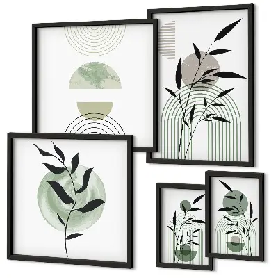 Stylová grafika rostlin v rámu jako polyptych