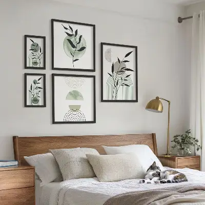 Stylová grafika rostlin v rámu jako polyptych