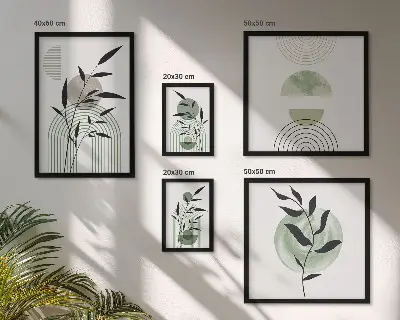Stylová grafika rostlin v rámu jako polyptych