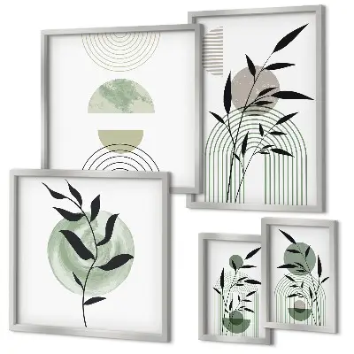 Stylová grafika rostlin v rámu jako polyptych