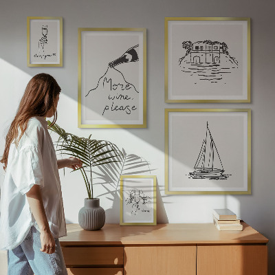 Sada obrazů do ložnice Stylová grafika pro víno, relaxace