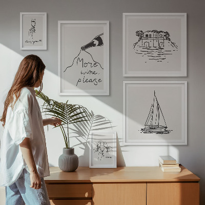 Sada obrazů do ložnice Stylová grafika pro víno, relaxace