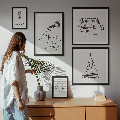 Sada obrazů do ložnice Stylová grafika pro víno, relaxace