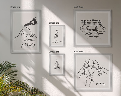 Sada obrazů do ložnice Stylové ilustrace přípitku na víno
