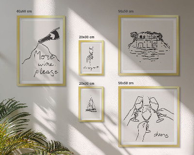 Sada obrazů do ložnice Stylové ilustrace přípitku na víno
