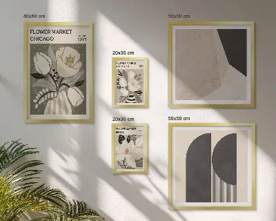 Stylové květinové aranžmá v rámu jako polyptych
