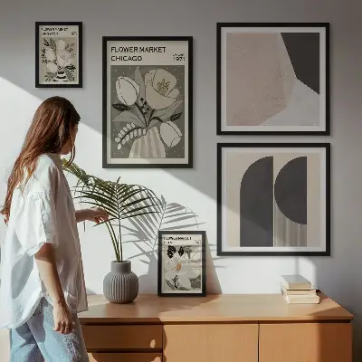Stylové květinové aranžmá v rámu jako polyptych