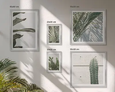 Moderní rostlinné akcenty poliptyk v rámu