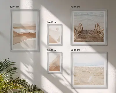 Minimalistické pláže a hory poliptyk v rámu