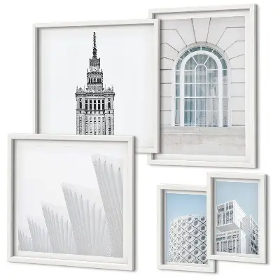 Sada obrazů do ložnice moderní architektura v minimalistickém stylu