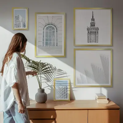 Sada obrazů do ložnice moderní architektura v minimalistickém stylu