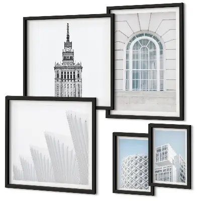 Sada obrazů do ložnice moderní architektura v minimalistickém stylu