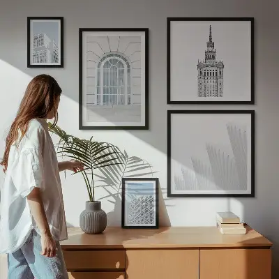 Sada obrazů do ložnice moderní architektura v minimalistickém stylu