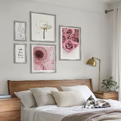 Sada obrazů do ložnice Květinové boho inspirace