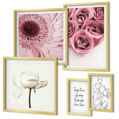 Sada obrazů do ložnice Květinové boho inspirace
