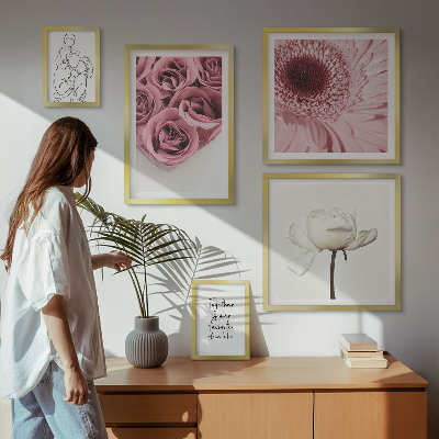 Sada obrazů do ložnice Květinové boho inspirace