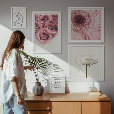 Sada obrazů do ložnice Květinové boho inspirace