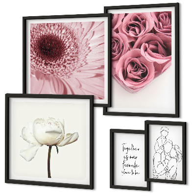 Sada obrazů do ložnice Květinové boho inspirace