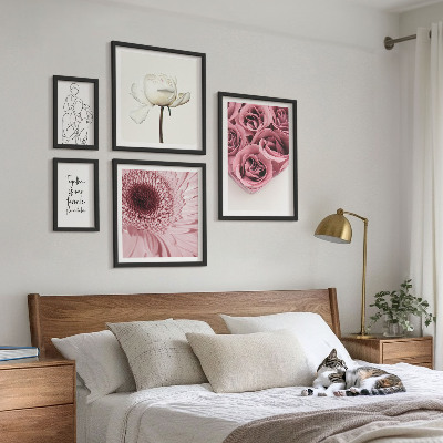 Sada obrazů do ložnice Květinové boho inspirace