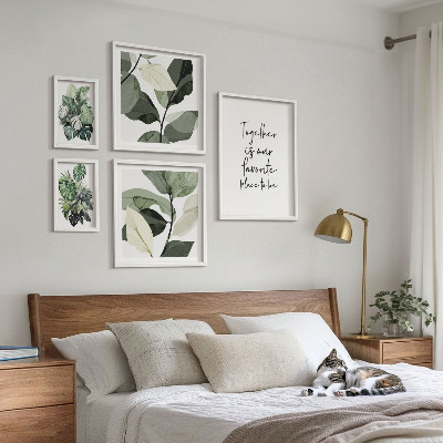 Sada obrazů do ložnice Moderní rostlinné inspirace